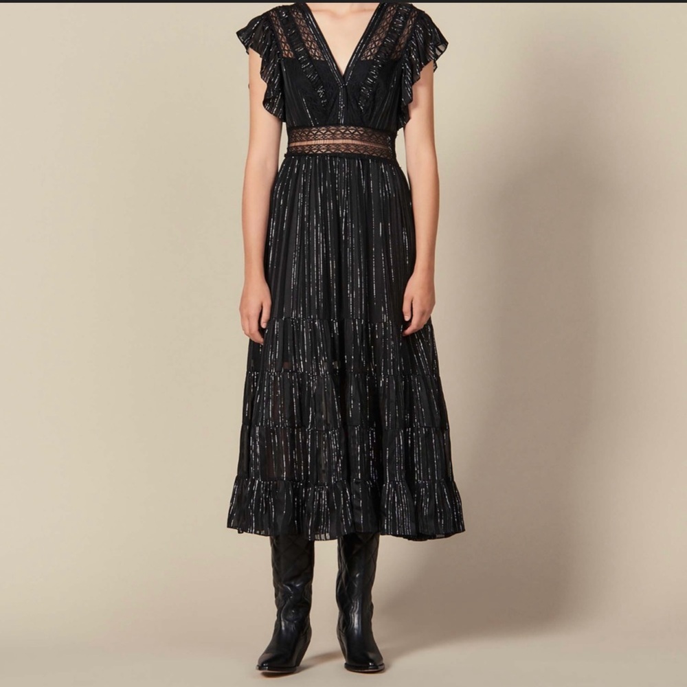 SANDRO Black Lace Dress size 36